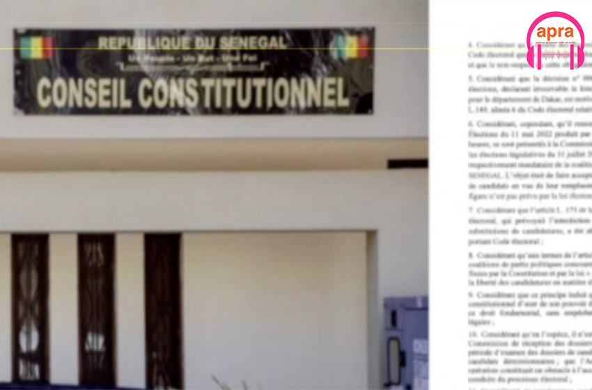 La coalition de l'opposition Yewwi Askane Wi autorisée à participer aux élections législatives au Sénégal. (conseil constitutionnel)