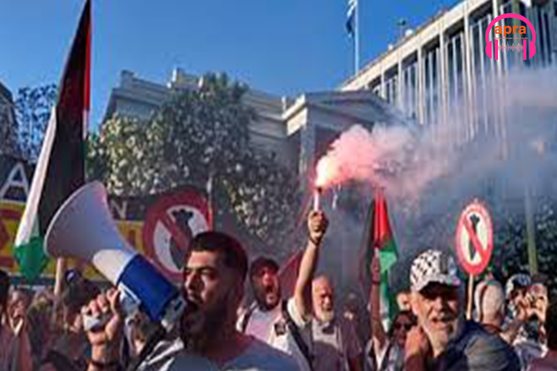 Tensions à Athènes : Colère devant l’ambassade d’Israël après l’arraisonnement de la flottille.